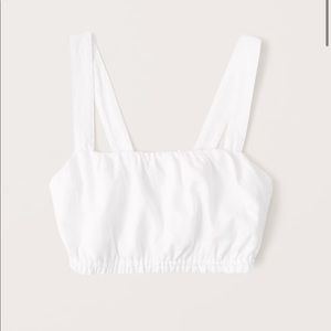 abercrombie cropped wide strap linen blend top